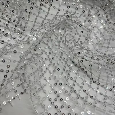 Sequin Adorned Material 100% Polyester Three Color Choose Fabric For Party Dresses