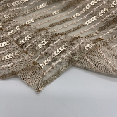 Sequins Embroidery Cloth 95% P 5% SP Gold Color Good For Sequin Skirts