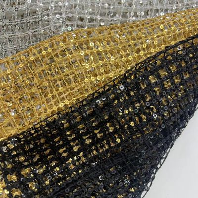 Sequin Adorned Material 100% Polyester Three Color Choose Fabric For Party Dresses